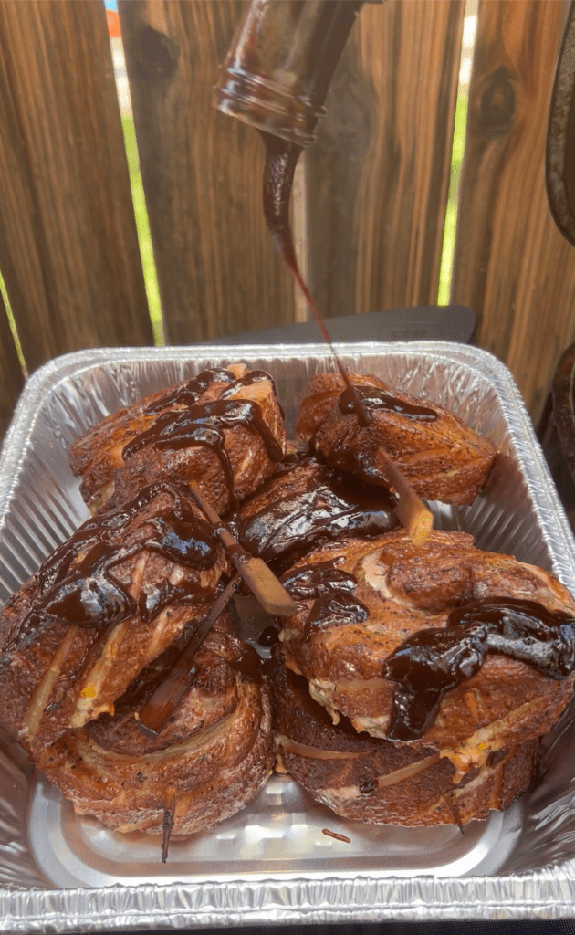 latering pork belly in bbq sauce
